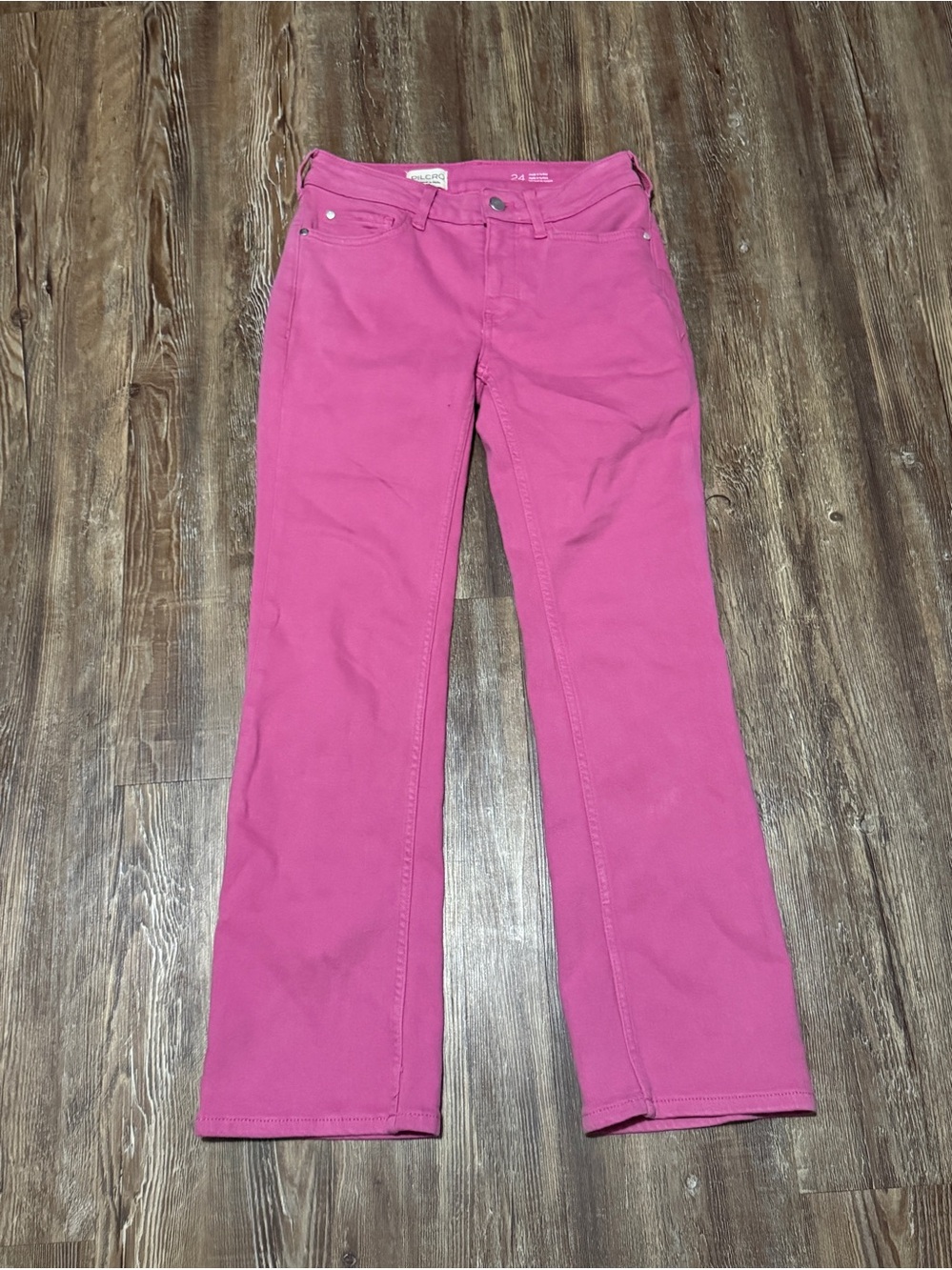 Pilcro Cropped Ankle Jeans Women's 24 Mid Rise Relaxed Fit in Pink Wash Denim